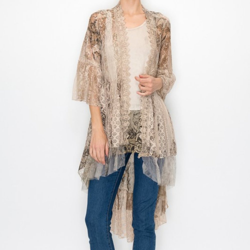 ORIGAMI KIMONO KAFTAN CARDIGAN DUSTER WRAP lace plus & reg SM-4X boho western